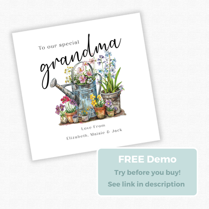 Editable Birthday Card - Grandma
