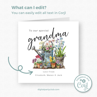 Editable Birthday Card - Grandma