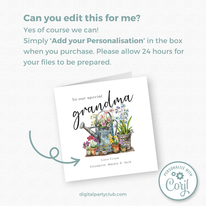 Editable Birthday Card - Grandma