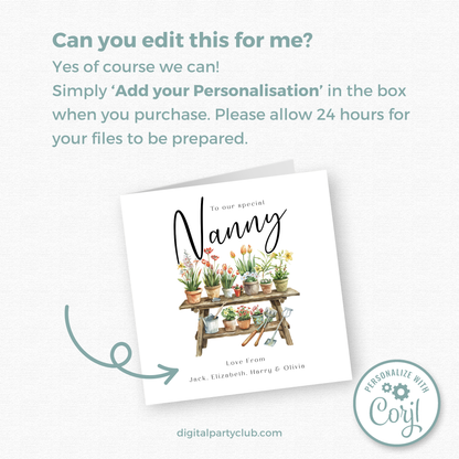 Editable Birthday Card - Nanny