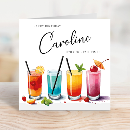 Editable Birthday Card - Cocktail