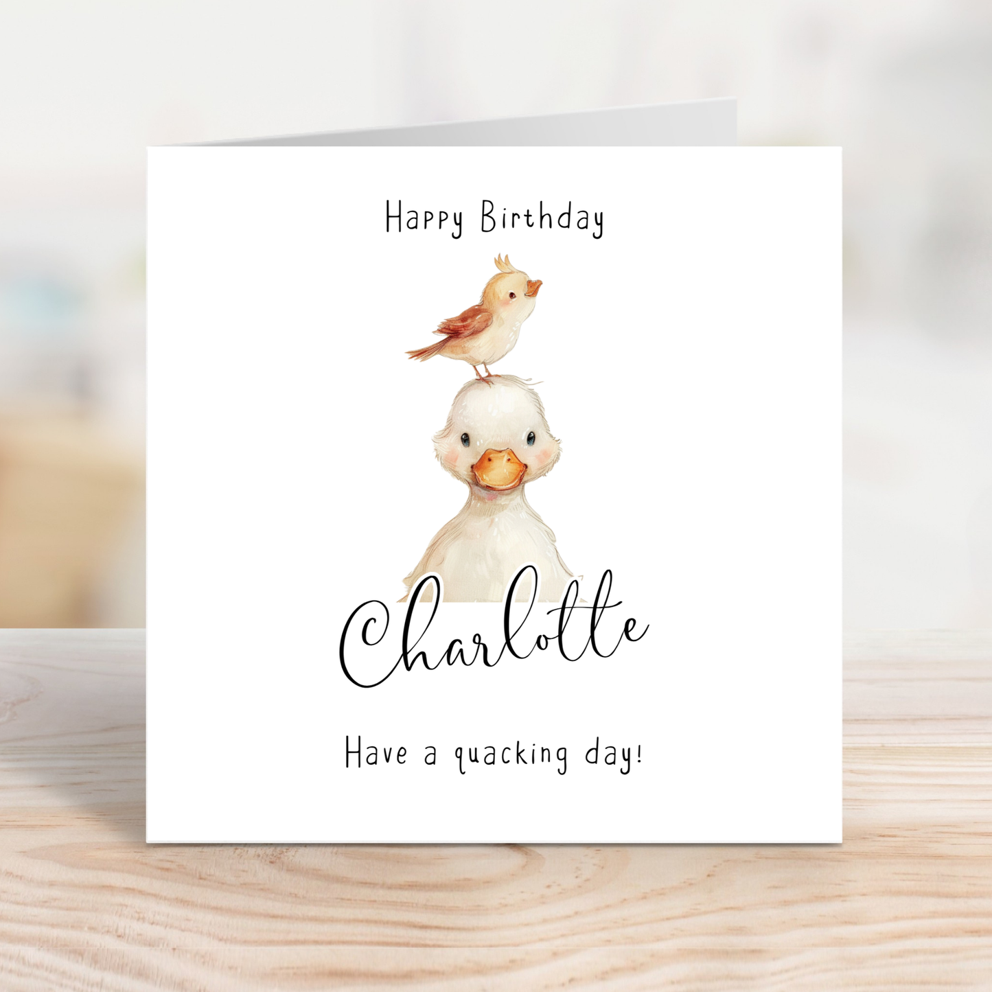Editable Birthday Card - Duckling with Bird