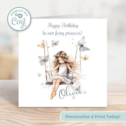 Editable Birthday Card - Fairy