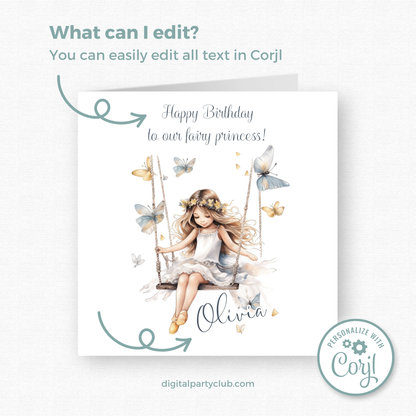 Editable Birthday Card - Fairy