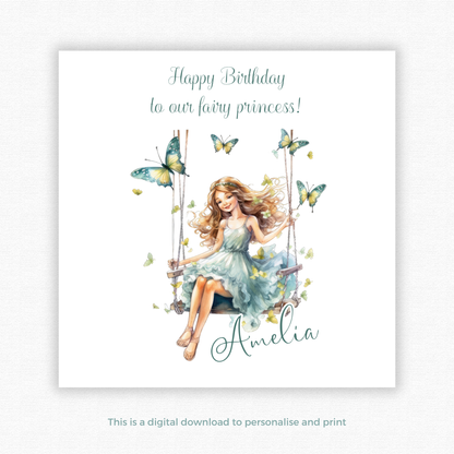 Editable Birthday Card - Fairy