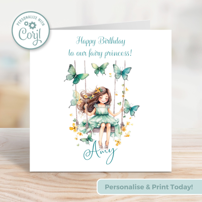 Editable Birthday Card - Fairy