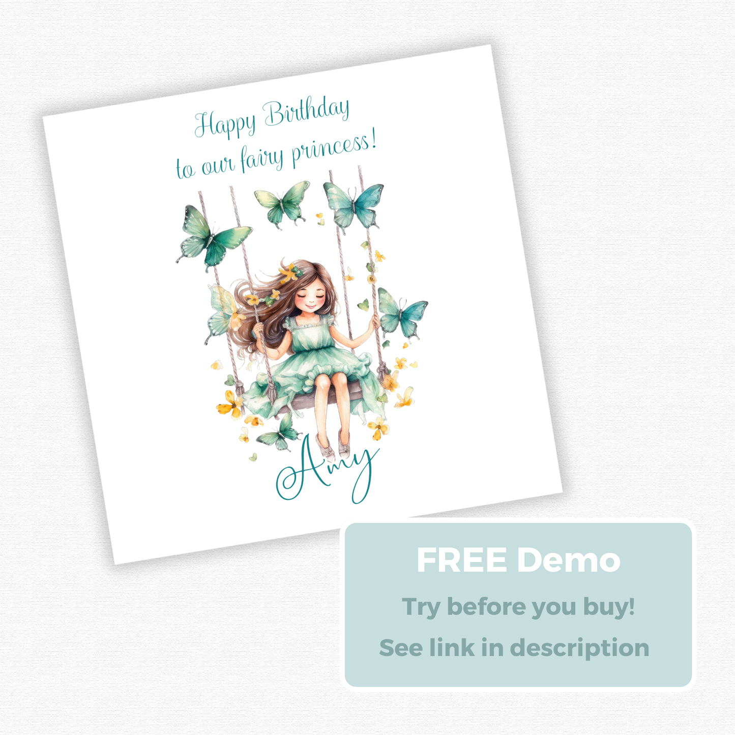 Editable Birthday Card - Fairy