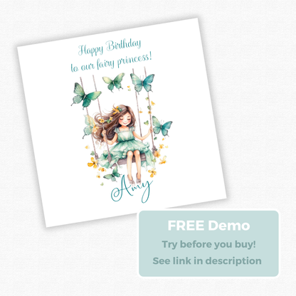 Editable Birthday Card - Fairy