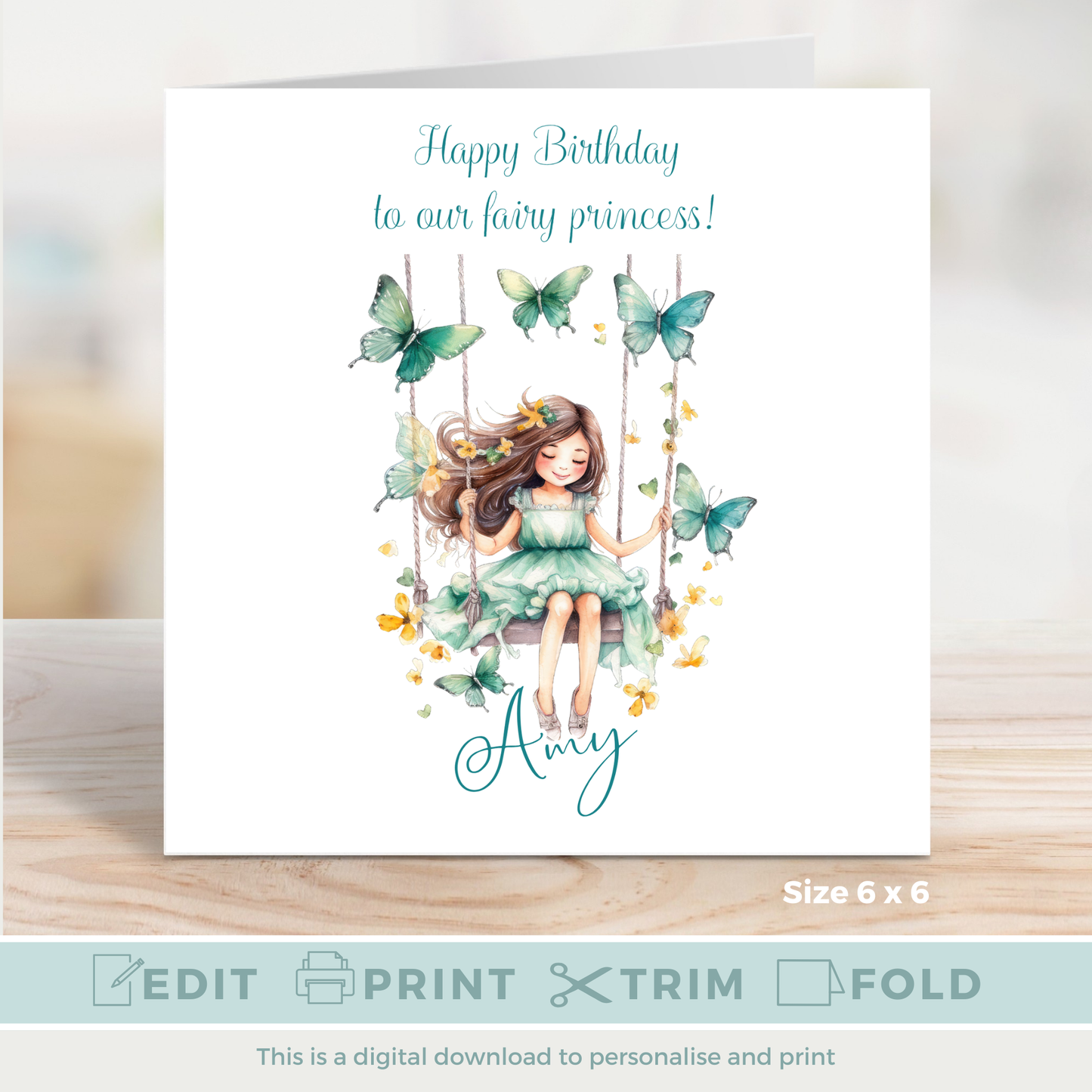 Editable Birthday Card - Fairy