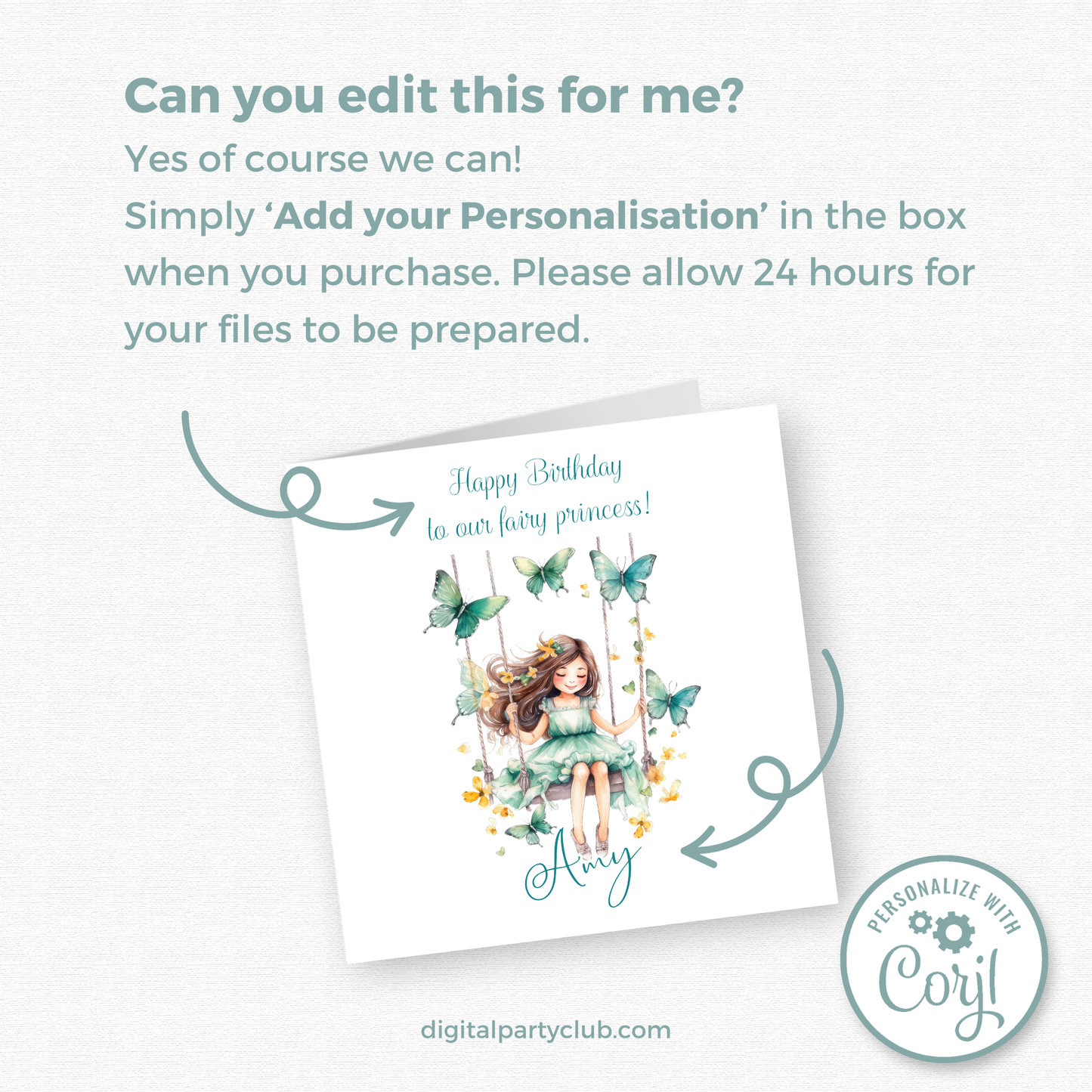 Editable Birthday Card - Fairy