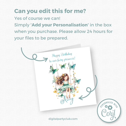 Editable Birthday Card - Fairy
