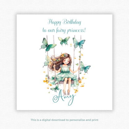 Editable Birthday Card - Fairy