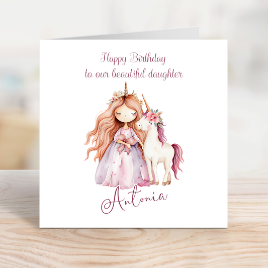 Editable Birthday Card - Princess Unicorn