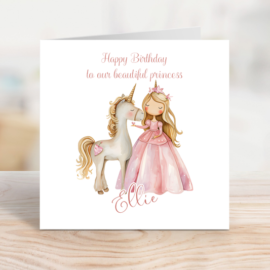 Editable Birthday Card - Princess Unicorn