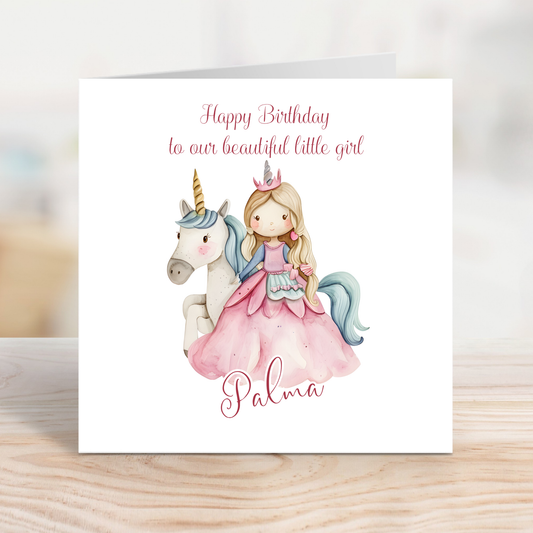 Editable Birthday Card - Princess Unicorn