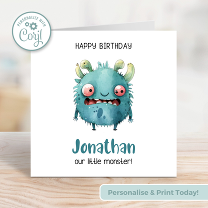 Editable Birthday Card - Monster