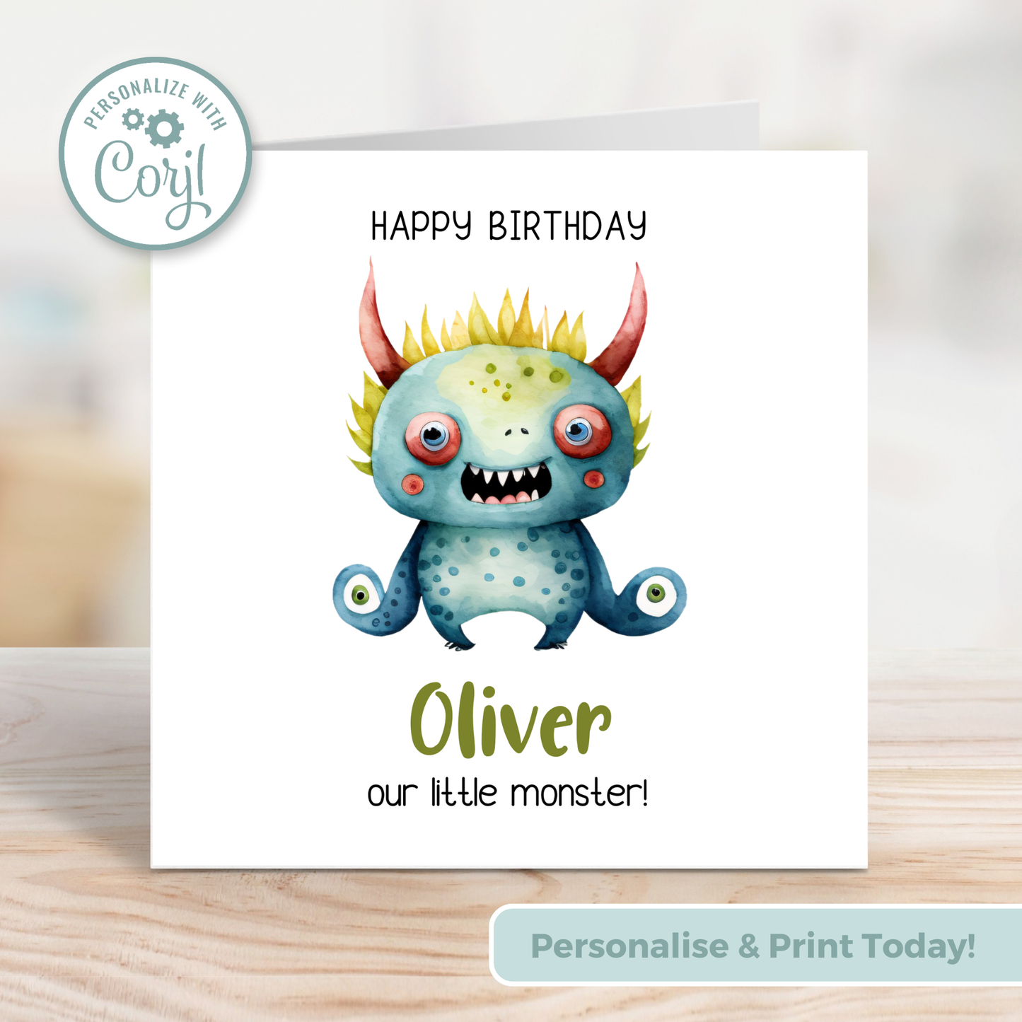 Editable Birthday Card - Monster