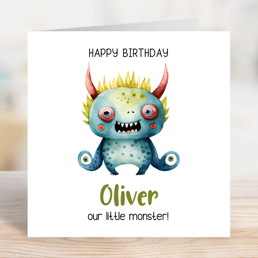 Editable Birthday Card - Monster