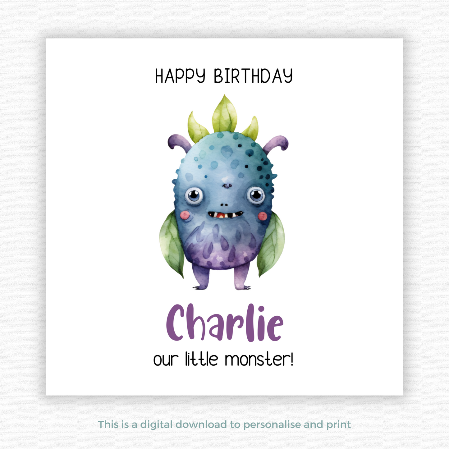 Editable Birthday Card - Monster