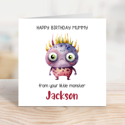 Editable Birthday Card - Mummy From Your Little Monster