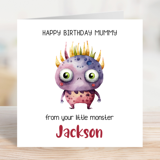 Editable Birthday Card - Mummy From Your Little Monster