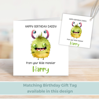 Editable Birthday Card - Daddy From Your Little Monster