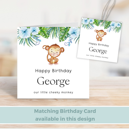 Editable Cheeky Monkey Birthday Gift Tag
