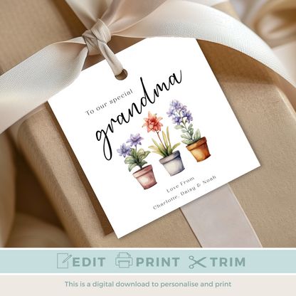 Editable Grandma Birthday Gift Tag