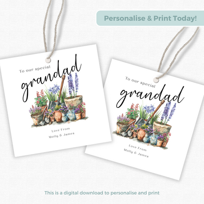 Editable Grandad Birthday Gift Tag