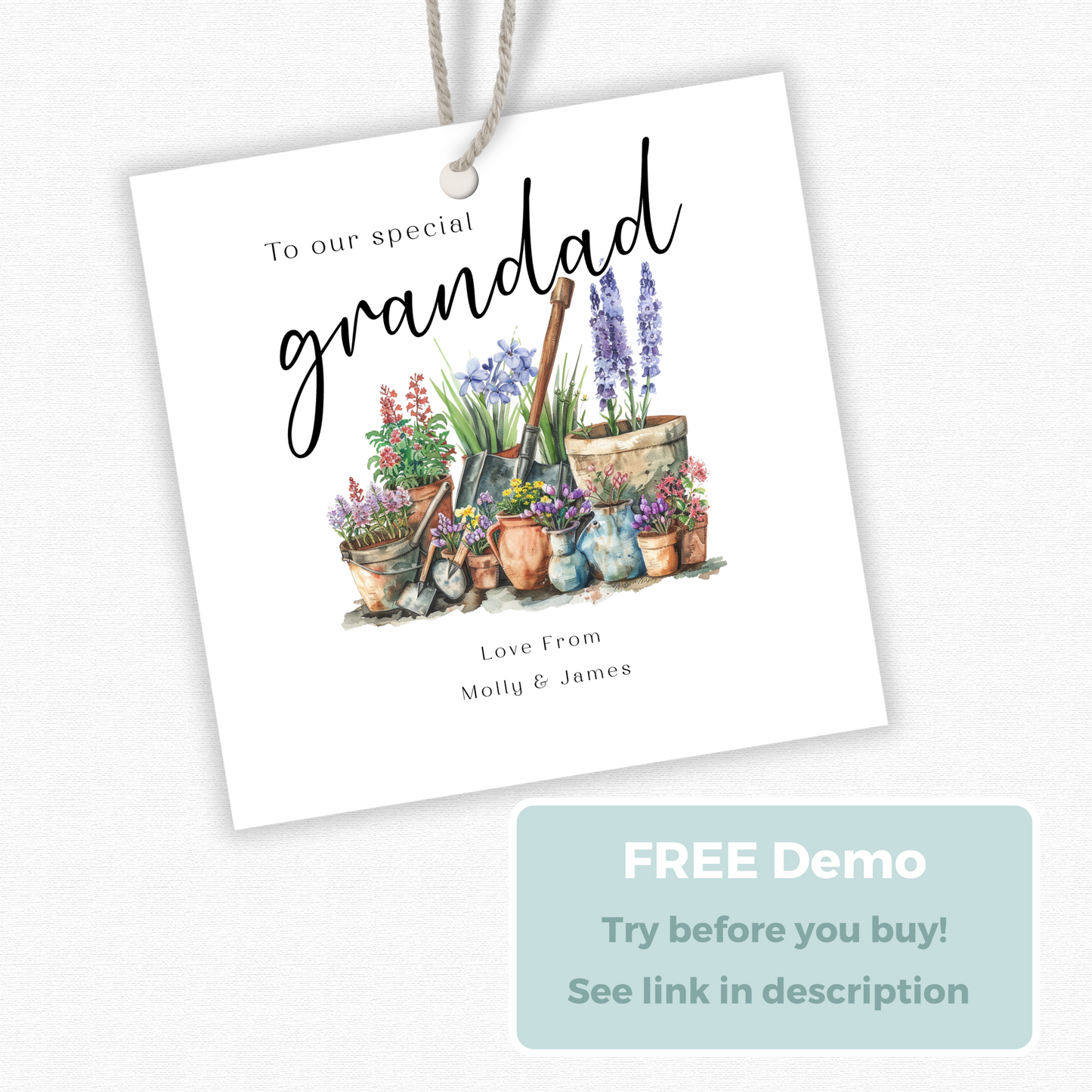 Editable Grandad Birthday Gift Tag