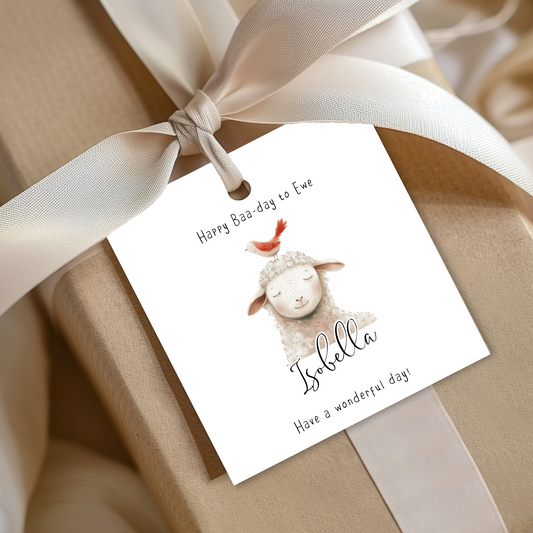 Editable Sheep Birthday Gift Tag