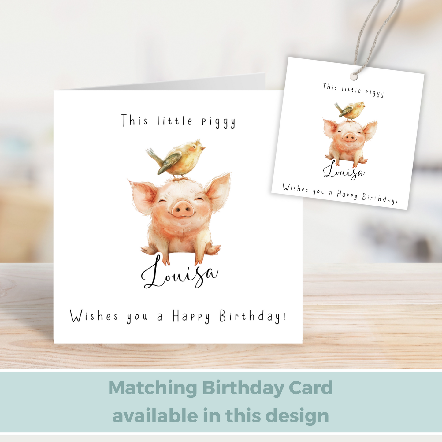 Editable Pig Birthday Gift Tag
