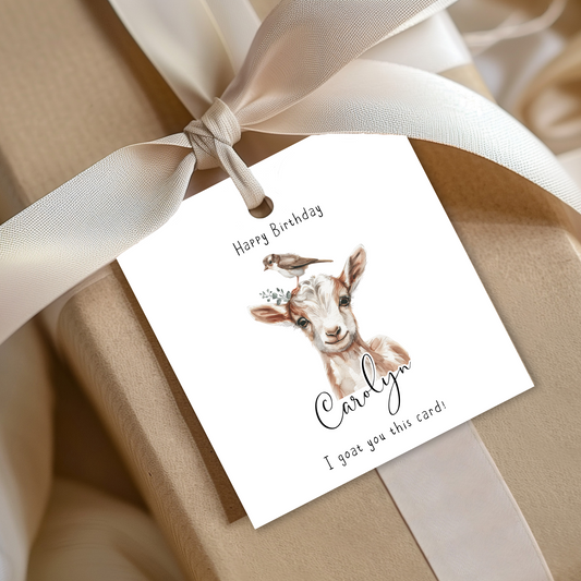 Editable Goat Birthday Gift Tag