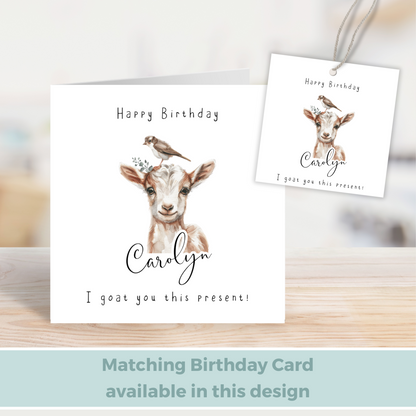 Editable Goat Birthday Gift Tag