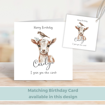 Editable Goat Birthday Gift Tag