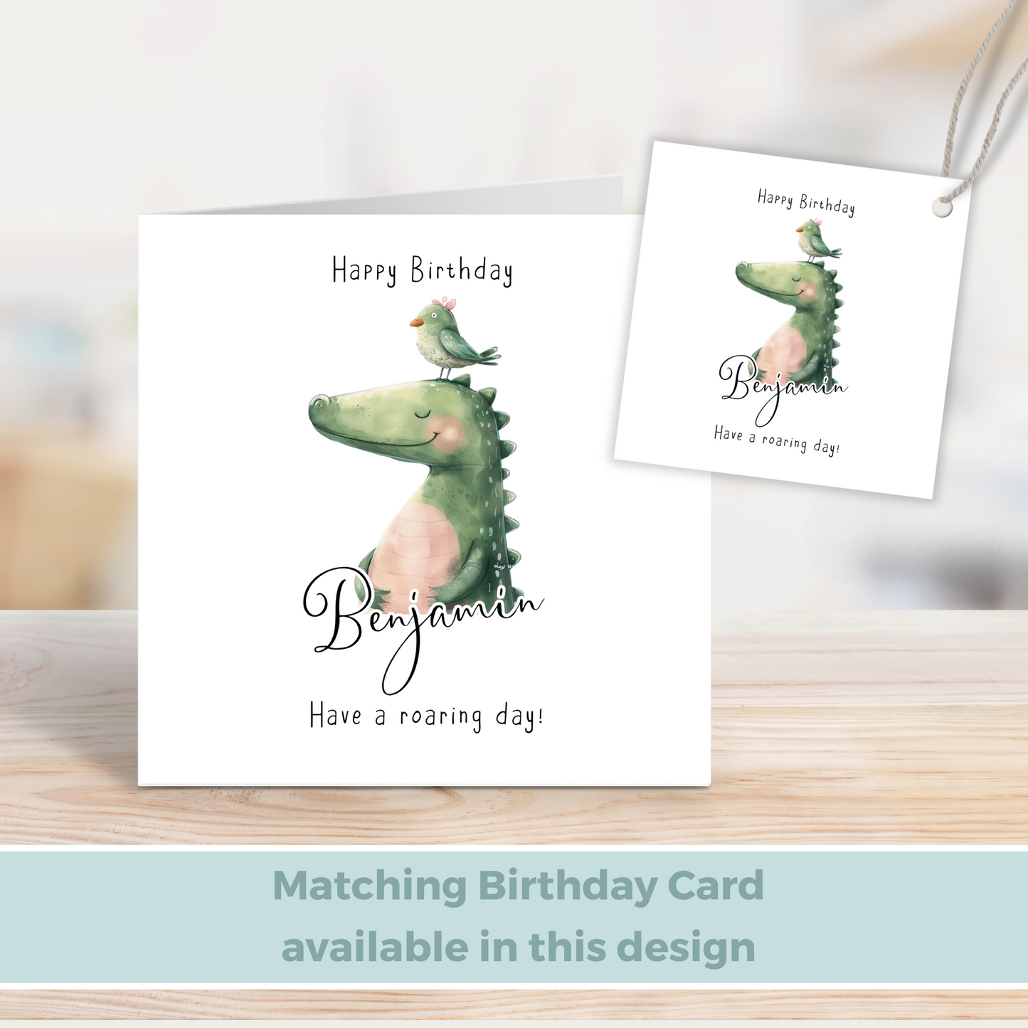 Editable Dinosaur Birthday Gift Tag