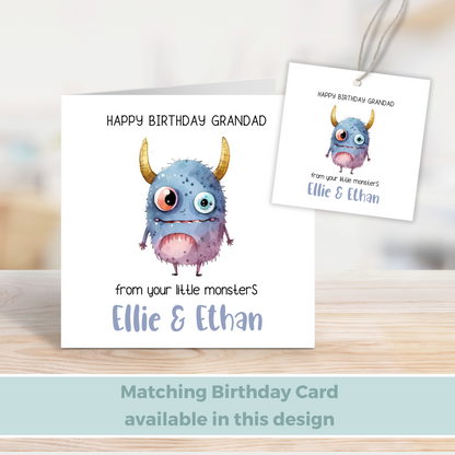 Editable Monster Birthday Gift Tag for Grandad