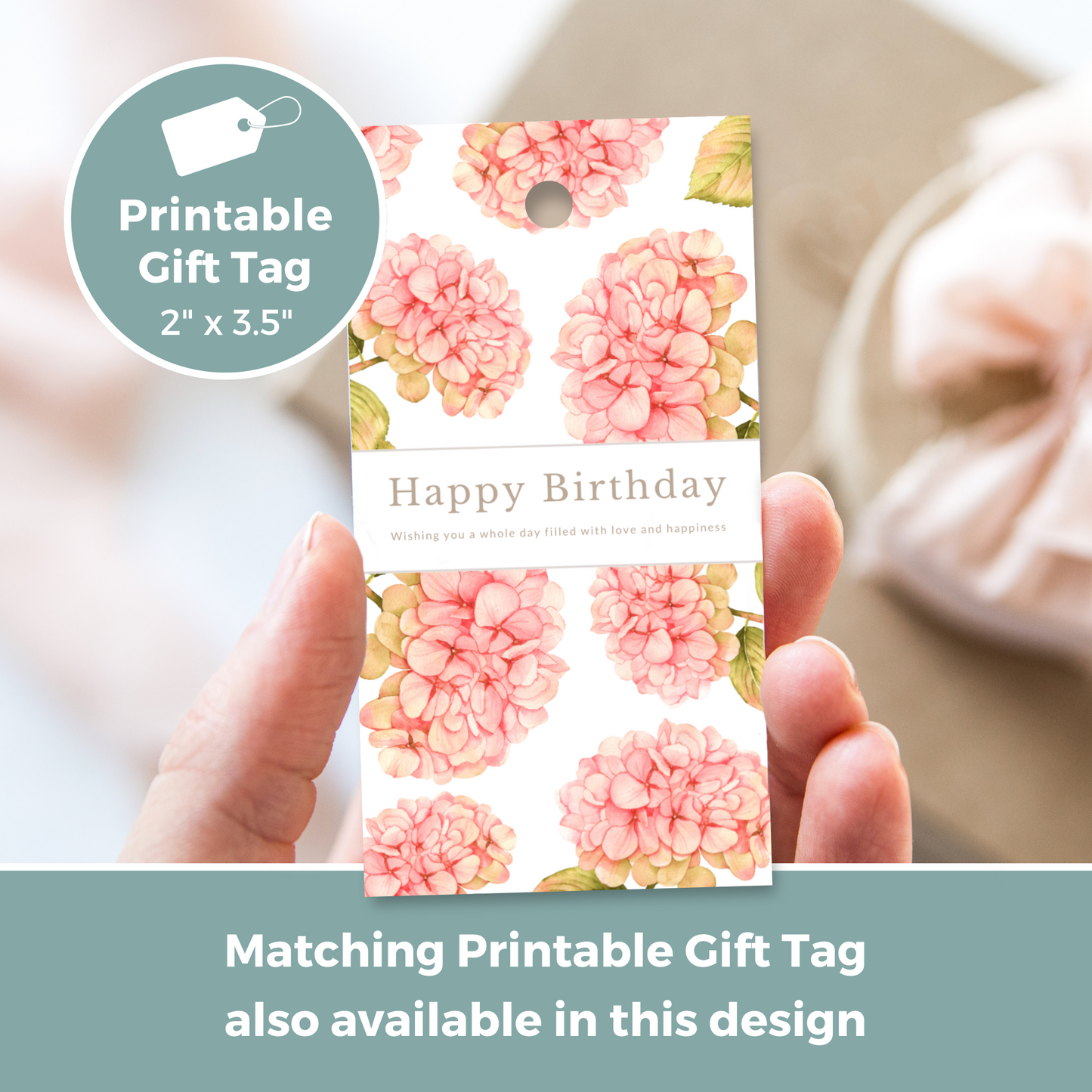 Printable Birthday Card - Pink Flowers