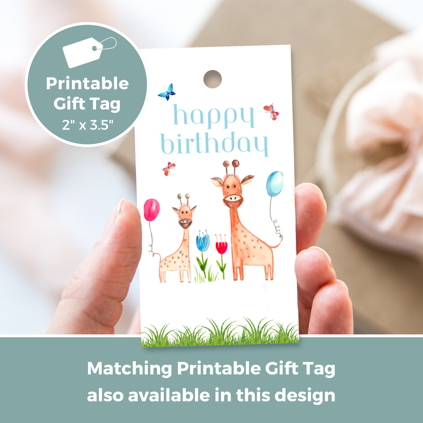 Printable Birthday Card - Giraffe