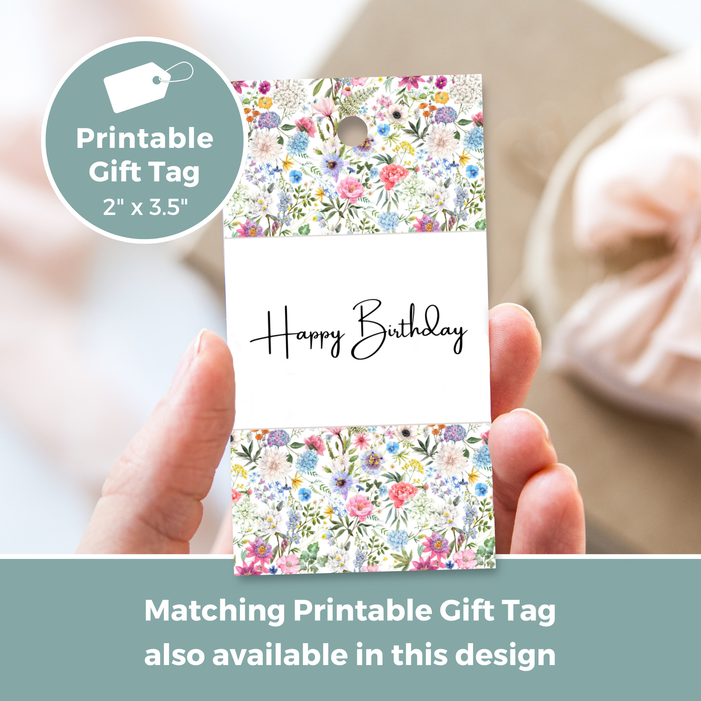 Printable Birthday Card - Floral Design