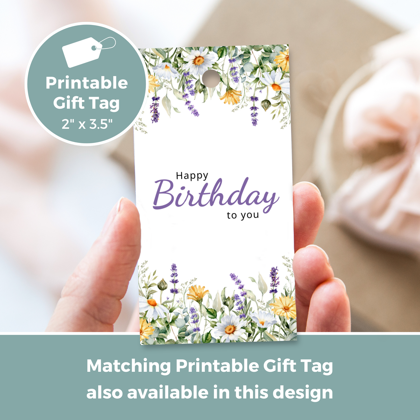 Printable Birthday Card - Purple Flowers