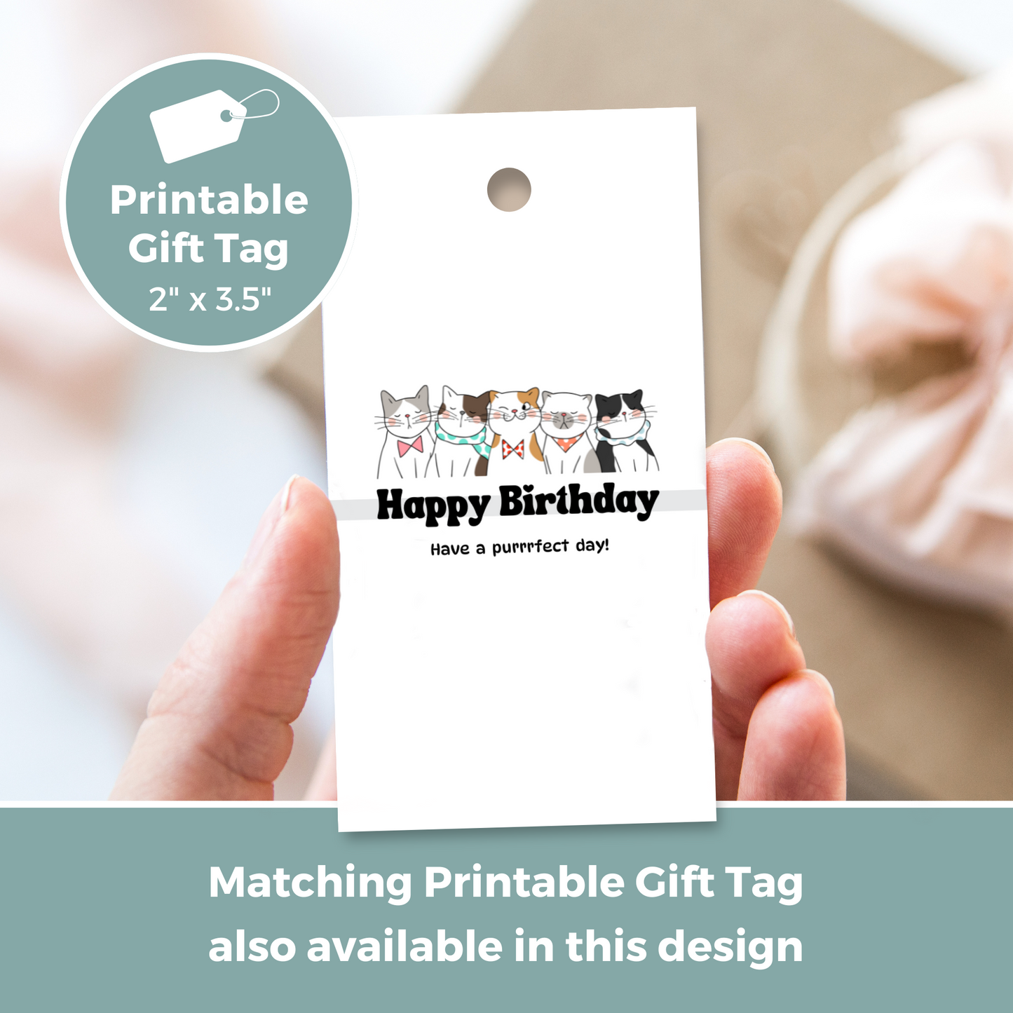 Printable Birthday Card - Purrfect