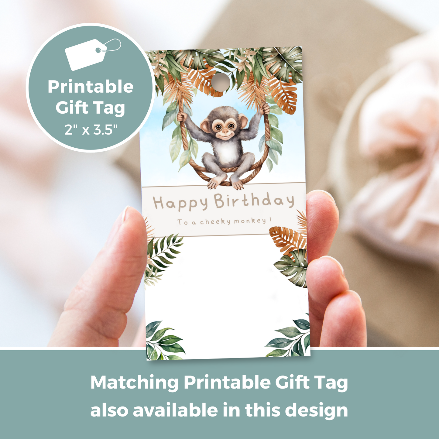 Printable Birthday Card - Cheeky Monkey