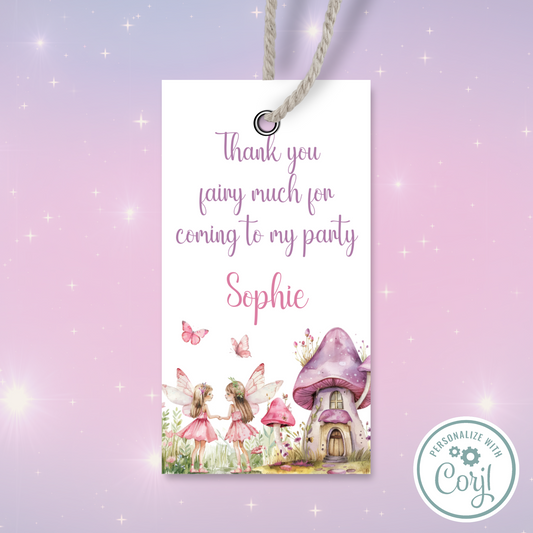 Editable Birthday Thank You Tag - Fairy First