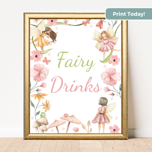 Printable Birthday Drinks Sign - Fairy