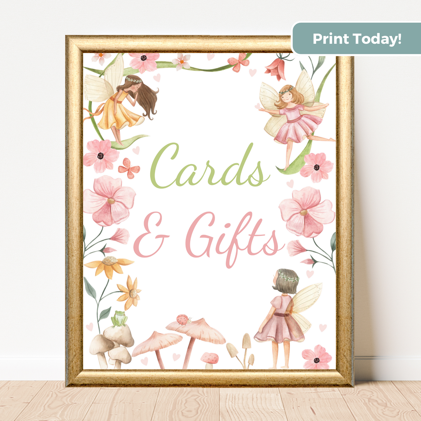 Printable Birthday Cards and Gifts Sign - Fairy