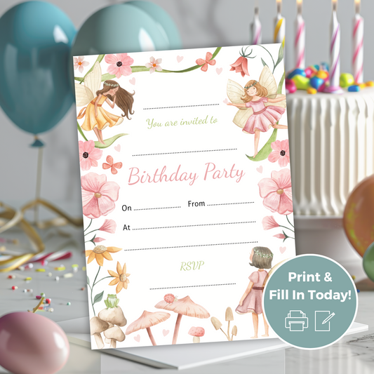 Printable Fill In Birthday Invitation - Fairy