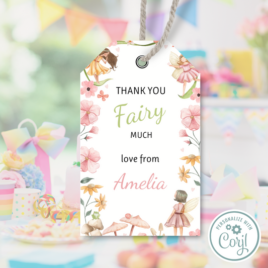 Editable Birthday Thank You Tag - Fairy