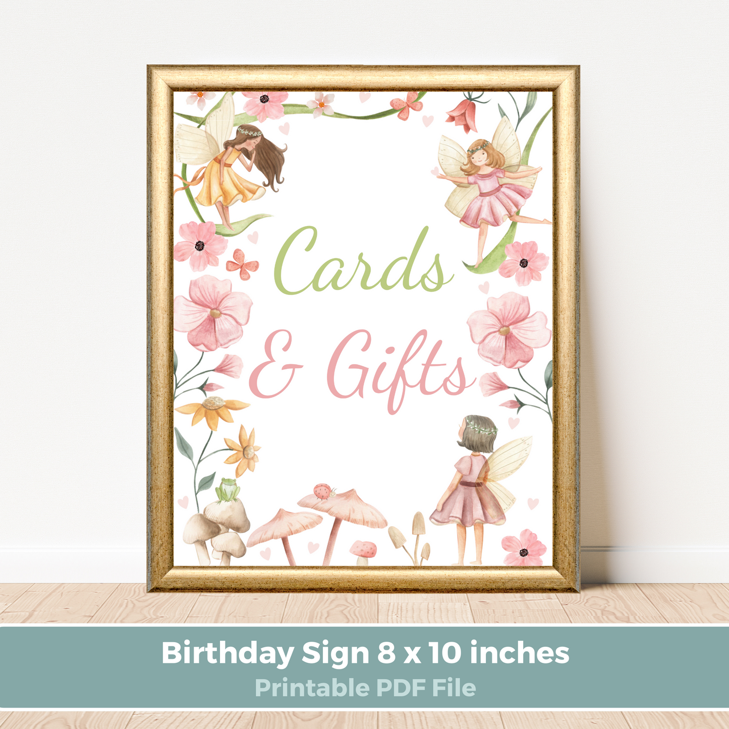 Printable Birthday Cards and Gifts Sign - Fairy