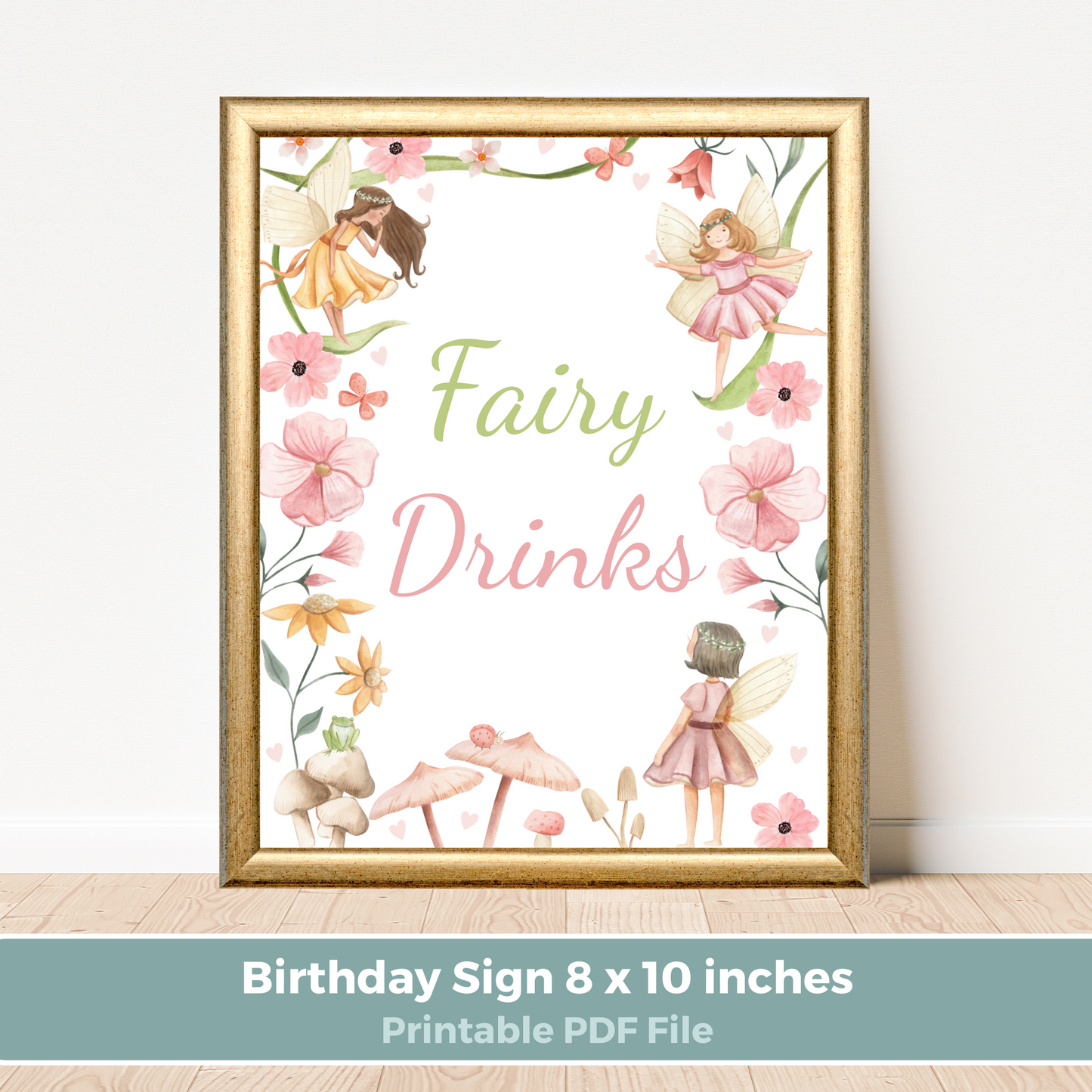 Printable Birthday Drinks Sign - Fairy